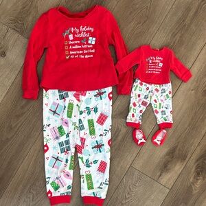 American Girl Red and White Kids Pajama Set
